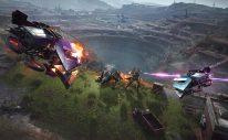Steel Hunters Early Access Impressions - More Mechwarrior Than Gundam and Guns - tow mechs shoot at drones in the sky